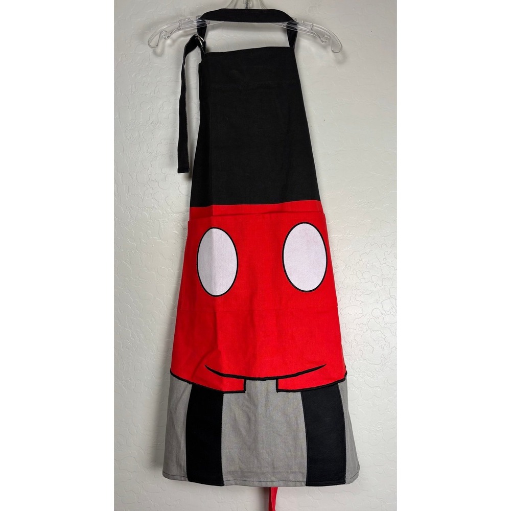 Williams Sonoma Disney Mickey Mouse Apron Black Red Adult Size EUC 1948